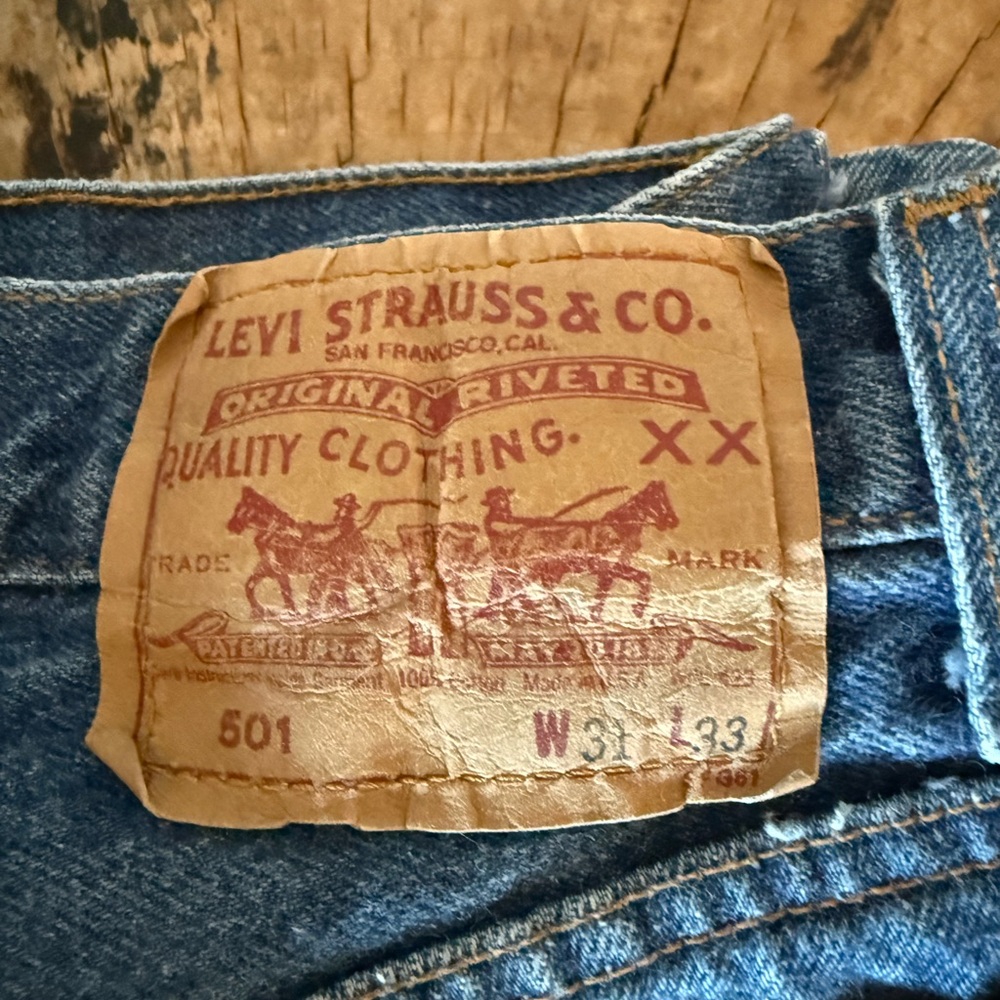 Vintage Levi's Blue Jeans 501 USA. 90s style